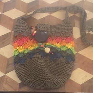 Woven grass purse with seed latch